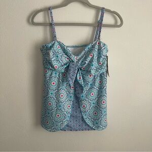 Ocean Avenue swimwear mosaic peek tankini top NWT size large adjustable straps